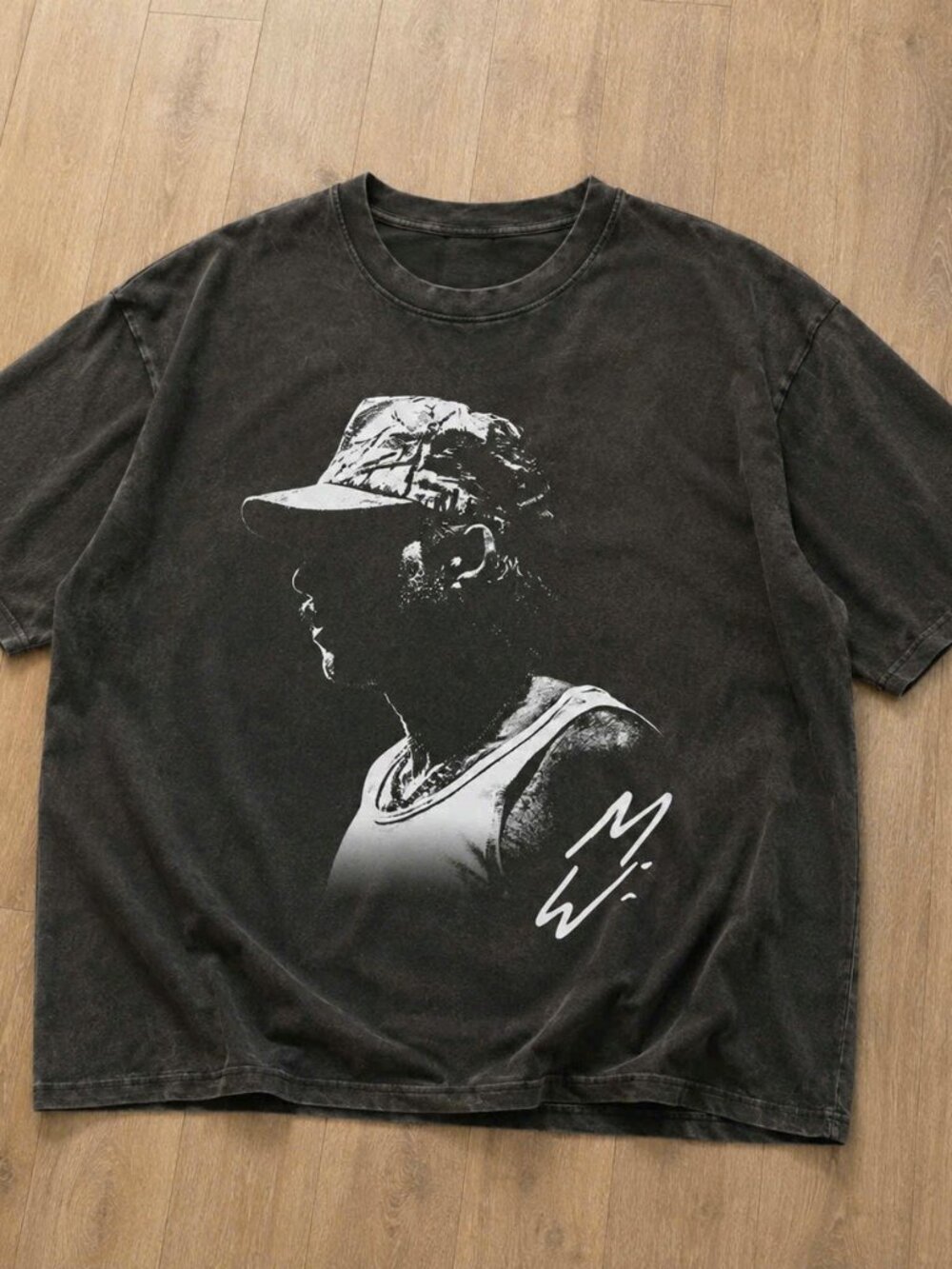 Morgan Wallen Portrait Signature Vintage Graphic Tee Mineral Wash Black